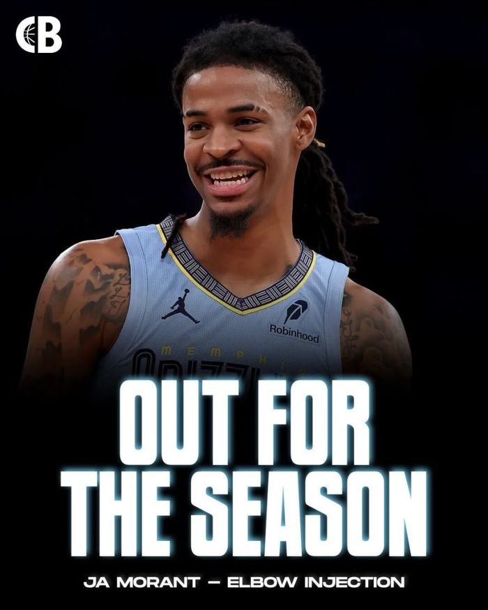 莫兰特左肘重伤提前结束赛季 灰熊无缘附加赛