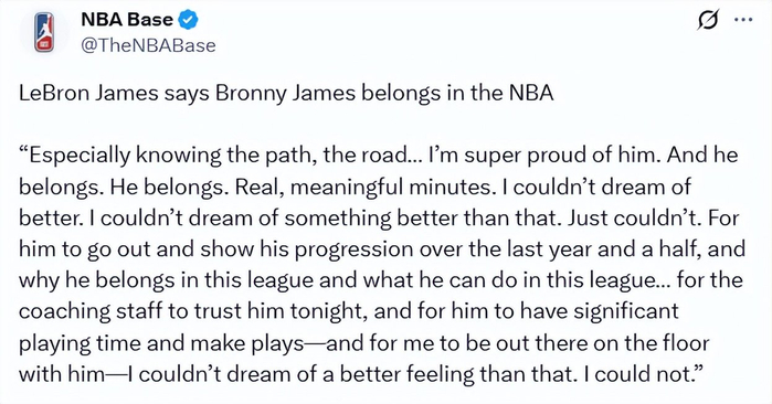 詹姆斯父子同场竞技 布朗尼康复后首秀助湖人取